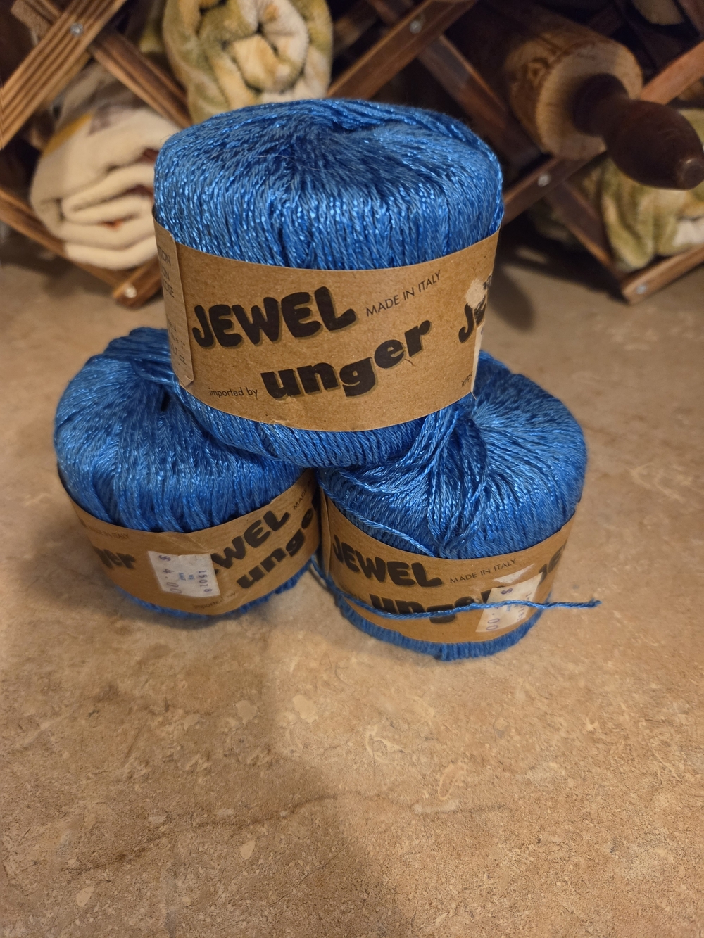 Blue Color Unger Jewel Yarn 3 Spools